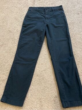 Abercrombie & Fitch Ankle Straight High Rise Chino Pants in Faded Navy